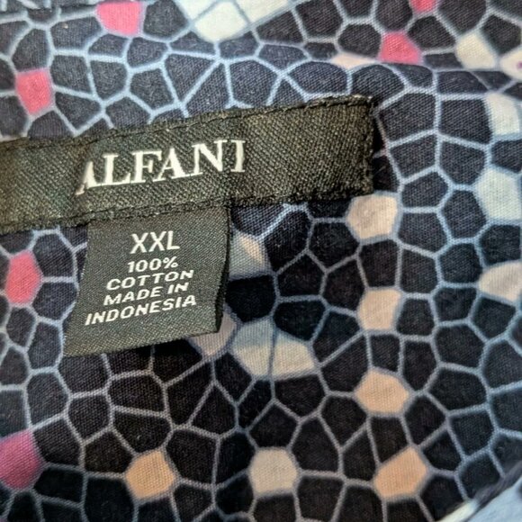 Alfani Men's Blue And Pink Geometric Short Sleeve Button Up Shirt Size XXL - Picture 3 of 6